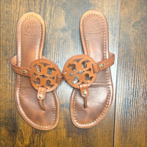 Tory Burch Tan Leather Sandals Size 7.5 - Picture 1 of 5